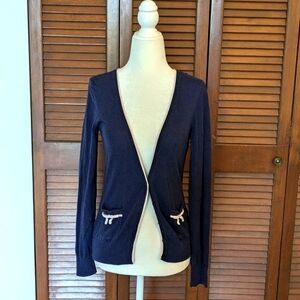 H&M Navy Cardigan With Bow Details